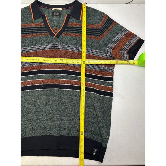 Scotch & Soda Structure Knitted Striped Polo in men’s size L - Picture 5 of 9